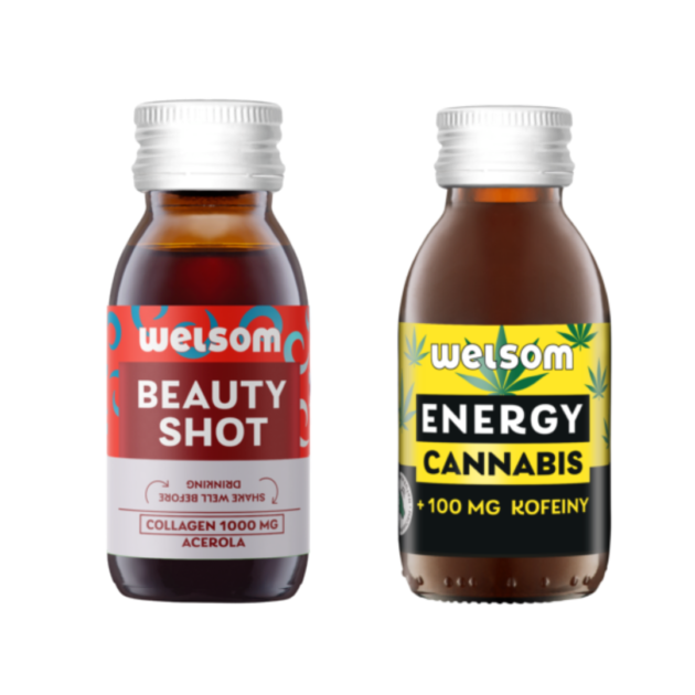 Duos de cartons de 12 flacons BEAUTY SHOT 60ml + 12 flacons ENERGY CANNABIS 100ml